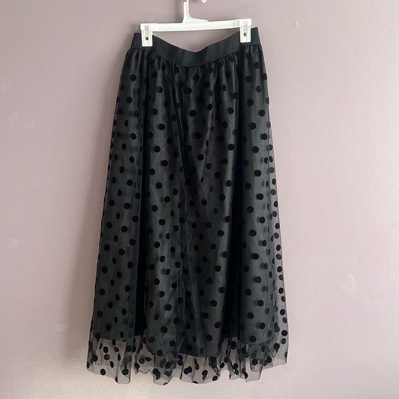Black layered skirt polka dot Size 10/Large EUC - Picture 1 of 16